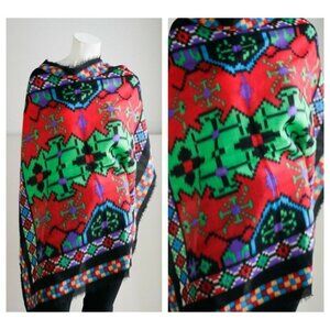 Echo Bright Colourful  Fine Wool Southwestern Print Square Scarf